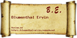 Blumenthal Ervin névjegykártya